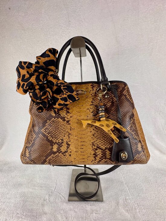 Coach Handbags - Coach Small Margot Python Embossed Leather Carryall Satchel